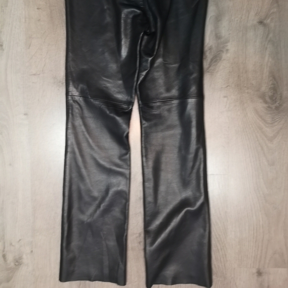 90S Banana Republic vintage leather high waist minimal straight leg pants - Picture 3 of 5